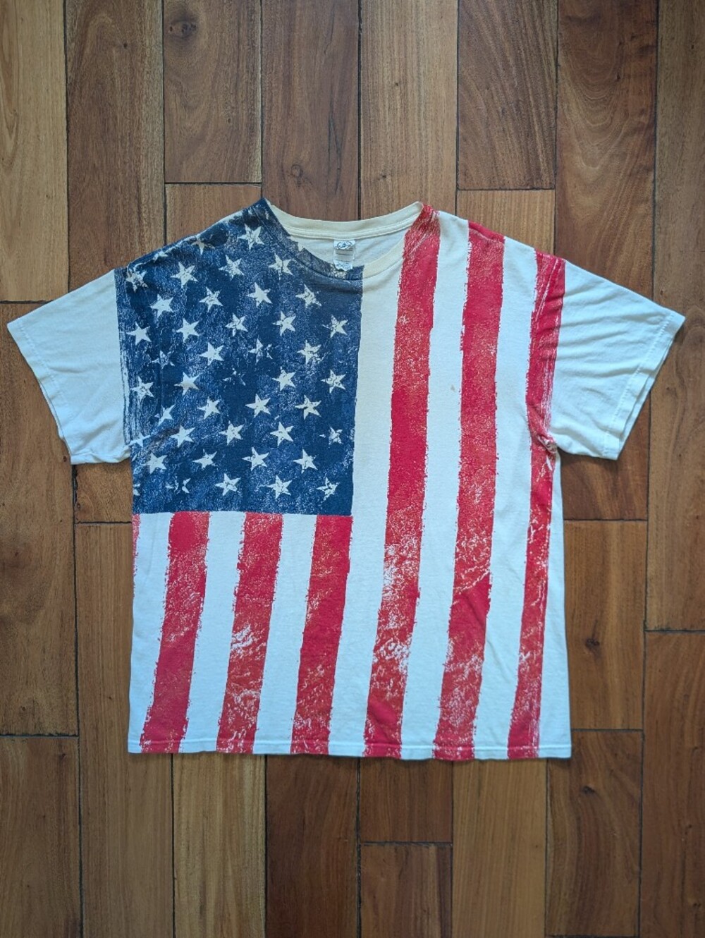 American Flag AOP Distressed T-shirt (XL)